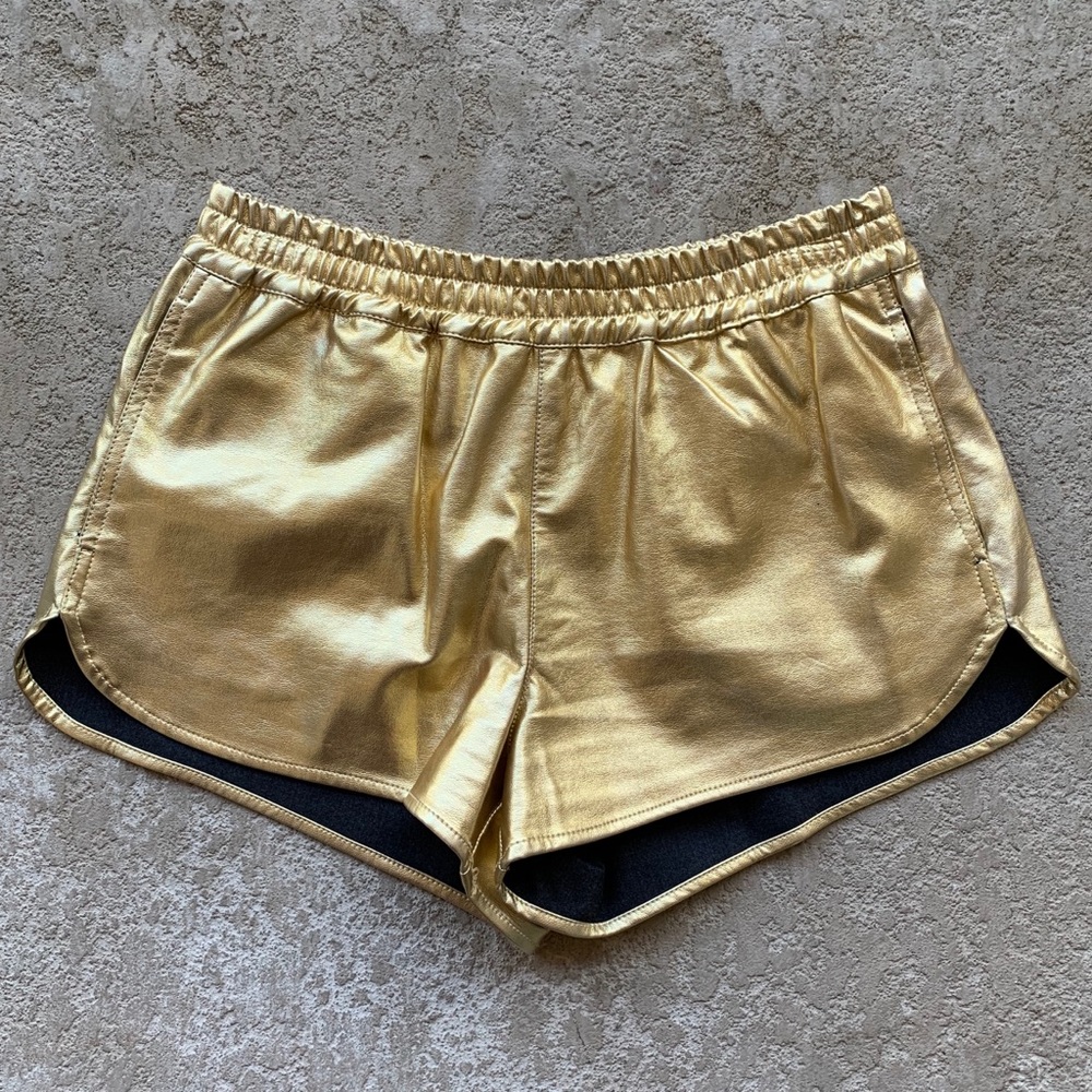 American Apparel Gold Faux Leather Shorts